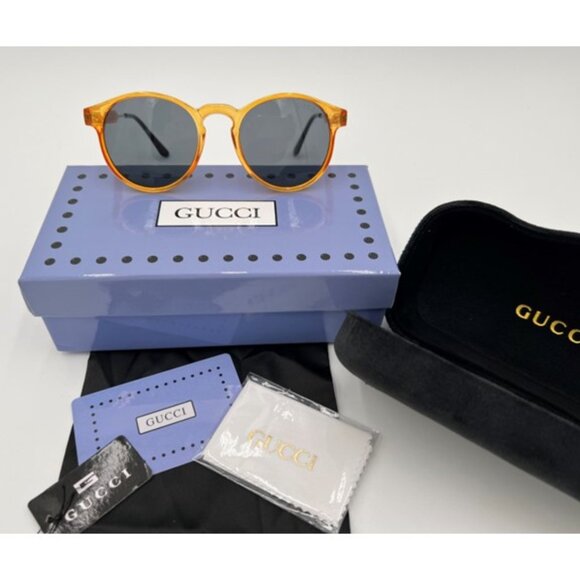NIB-Gucci 6811 Retro Round GoldAcetate/Metal Sunglasses - 49mm - Picture 1 of 9
